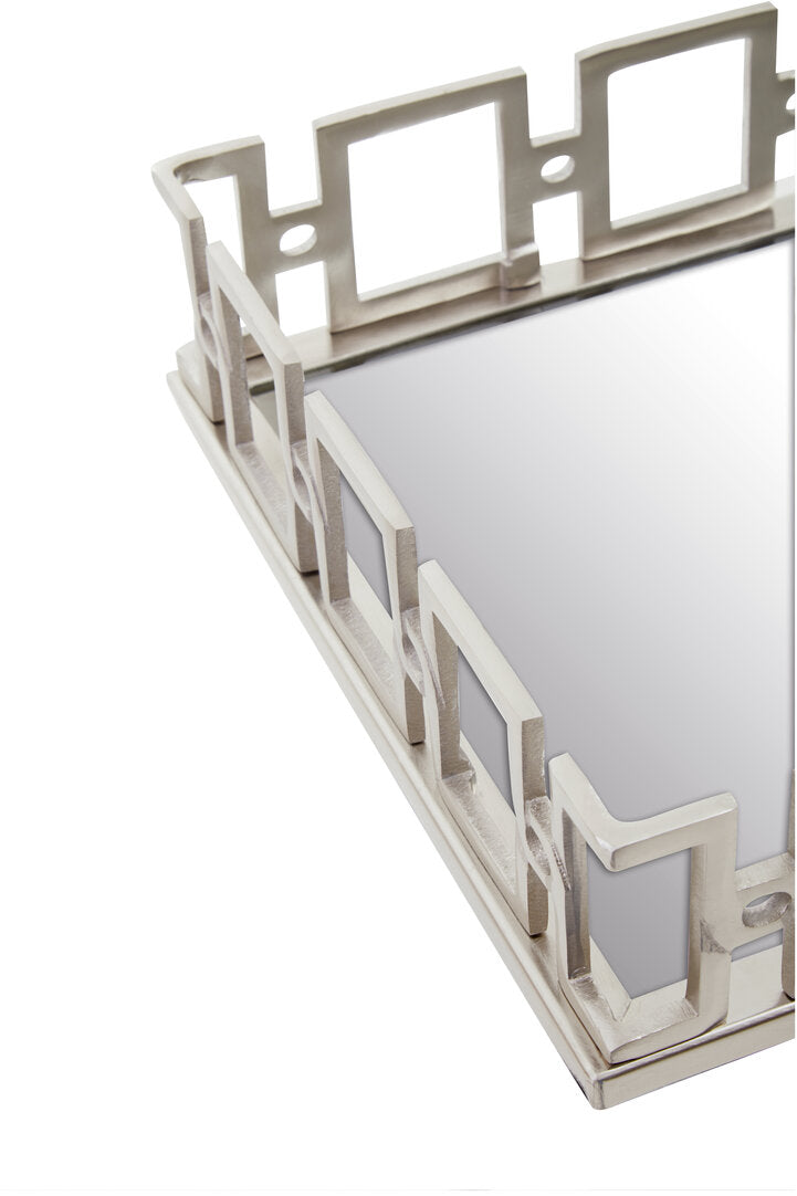Sierra Rectangular Mirrored Tray - Nickel