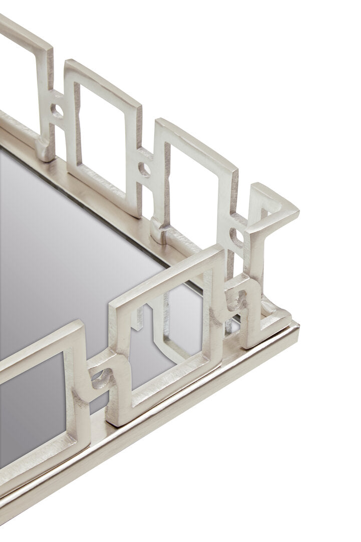 Sierra Rectangular Mirrored Tray - Nickel