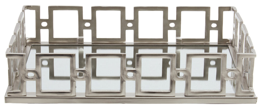 Sierra Rectangular Mirrored Tray - Nickel