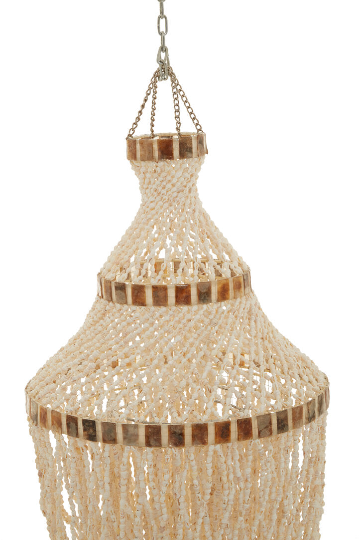 Cabana White and Amber Shell Ceiling Shade - Large