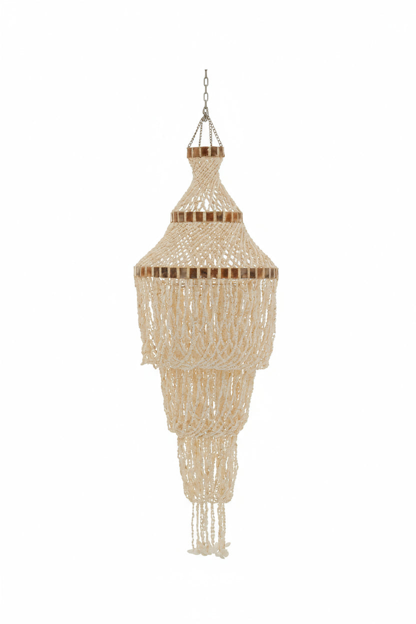 Cabana White and Amber Shell Ceiling Shade - Large