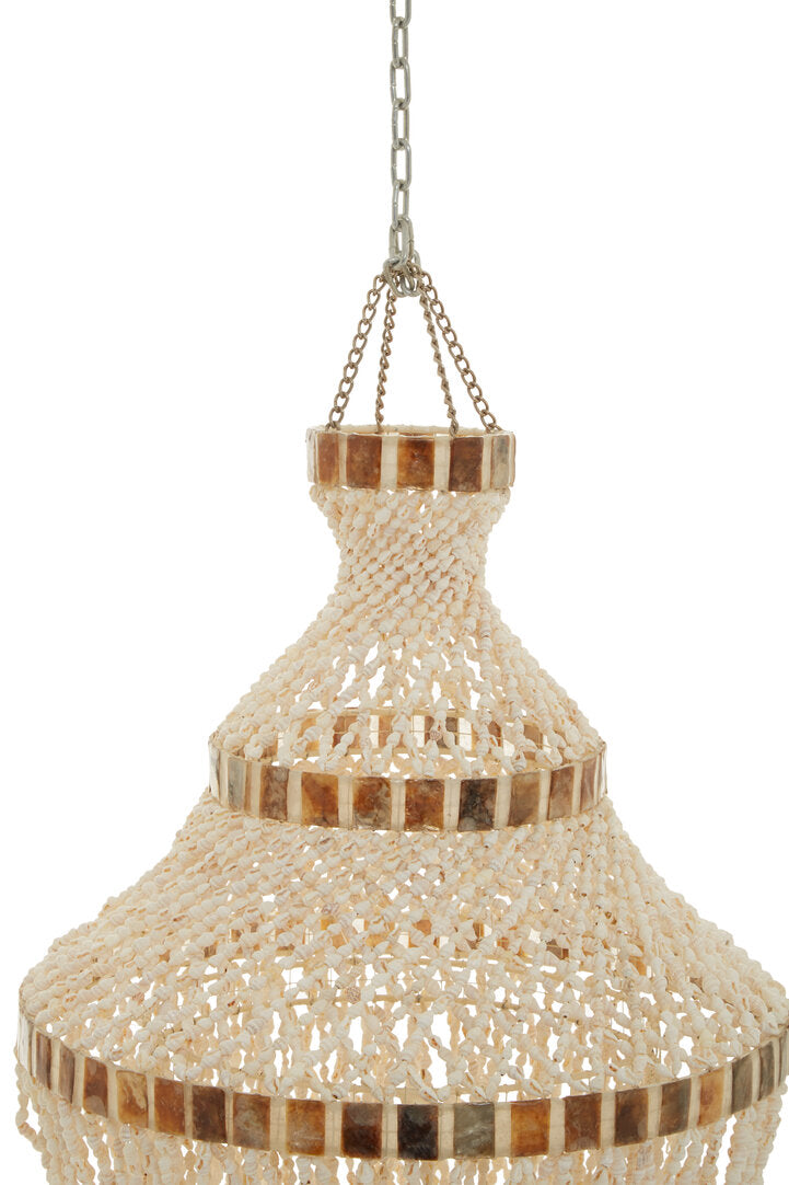 Cabana White and Amber Shell Ceiling Shade - Medium