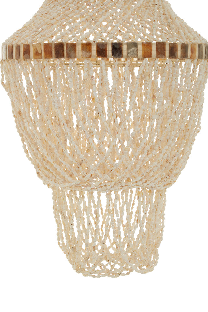 Cabana White and Amber Shell Ceiling Shade - Medium