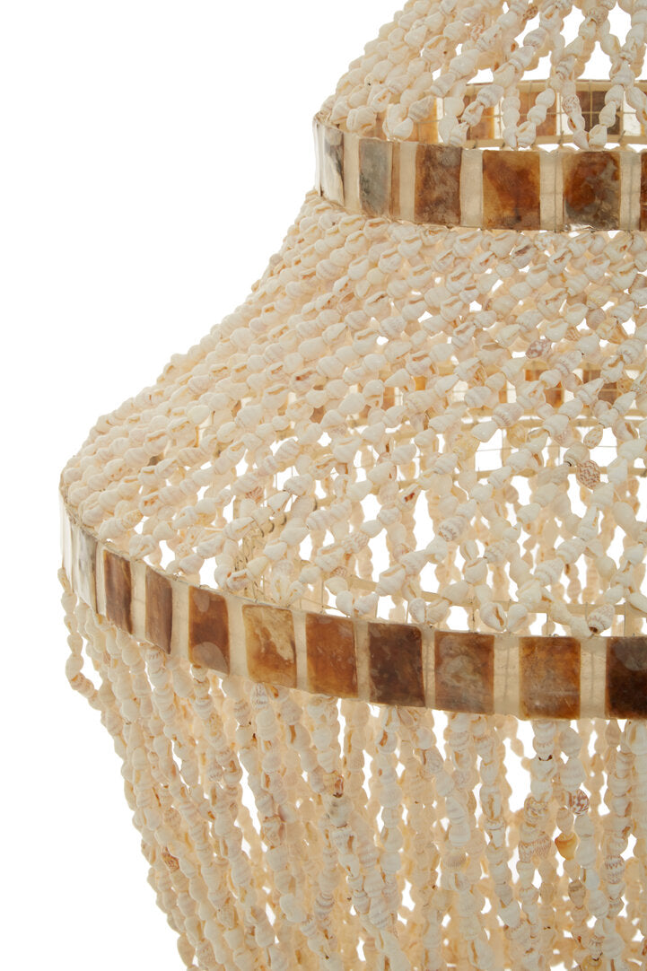 Cabana White and Amber Shell Ceiling Shade - Medium