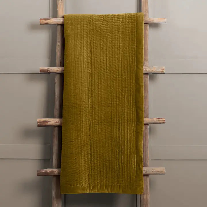 Haze Velvet Quilted Throw Mustard