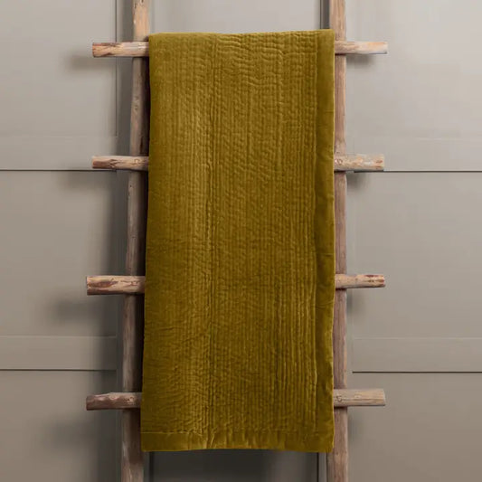 Haze Velvet Quilted Throw Mustard