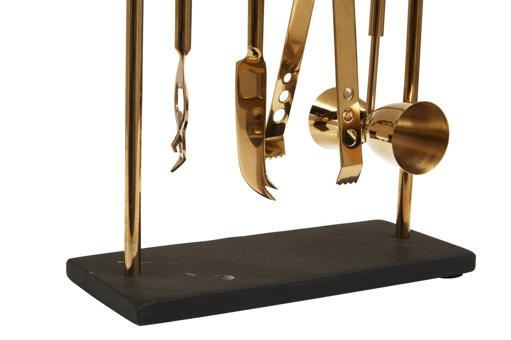 Nyra Black And Gold Finish Bar Tool Set