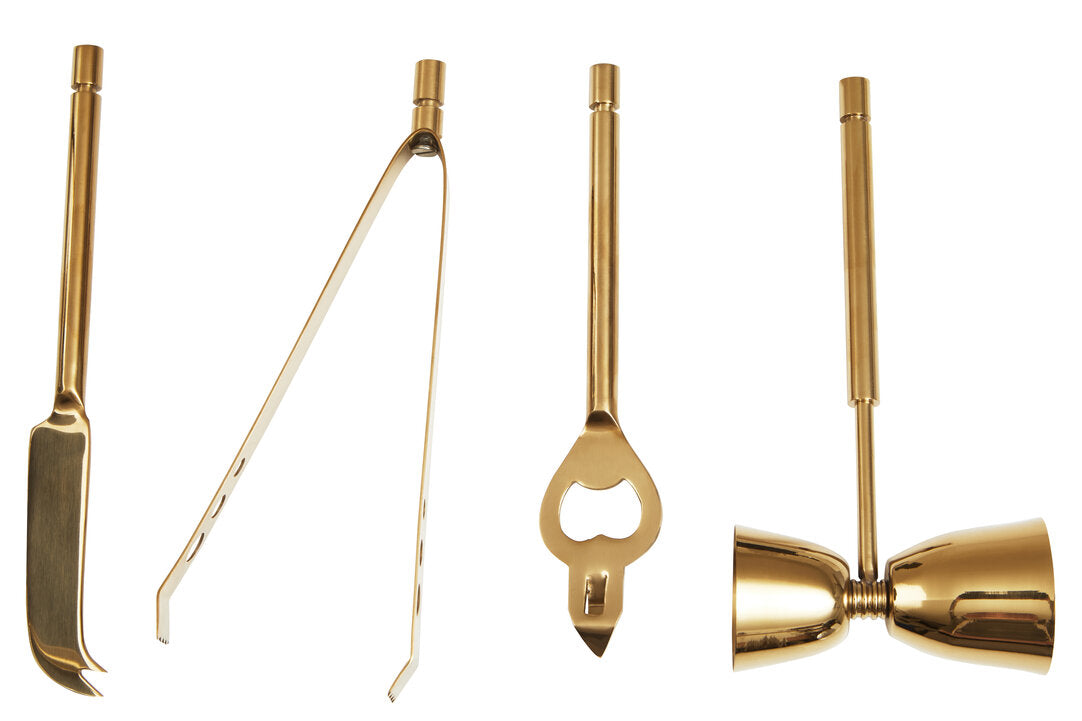 Nyra Black And Gold Finish Bar Tool Set