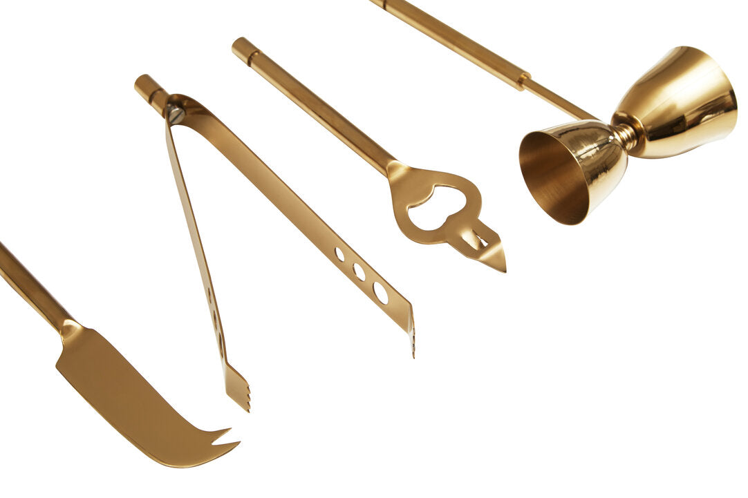 Nyra Black And Gold Finish Bar Tool Set