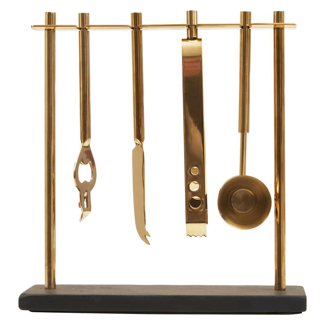Nyra Black And Gold Finish Bar Tool Set