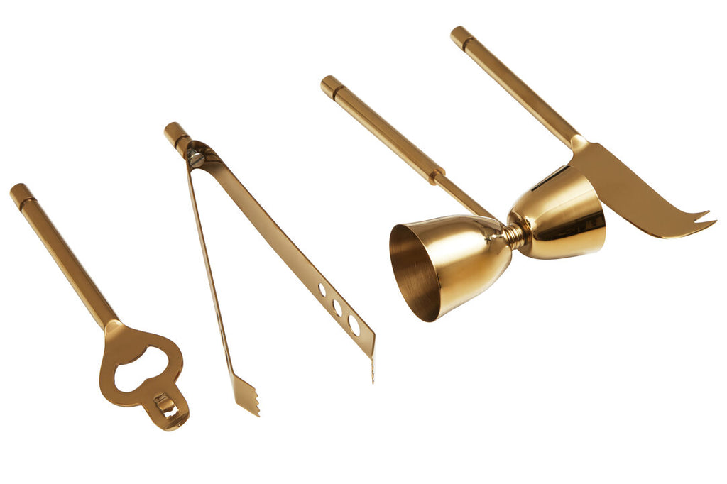 Nyra Marble And Gold Finish Bar Tool Set