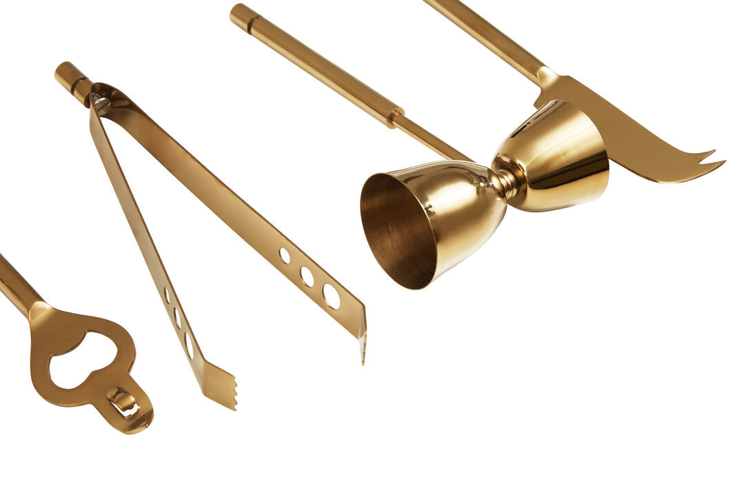 Nyra Marble And Gold Finish Bar Tool Set