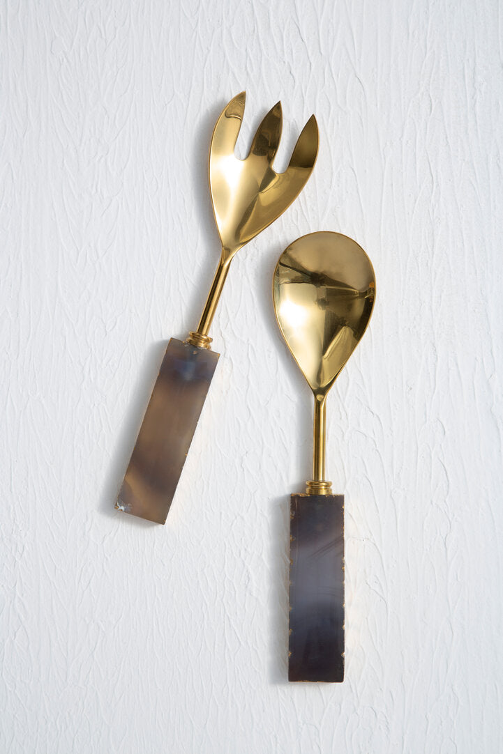 Vena Serving Set - Grey And Gold