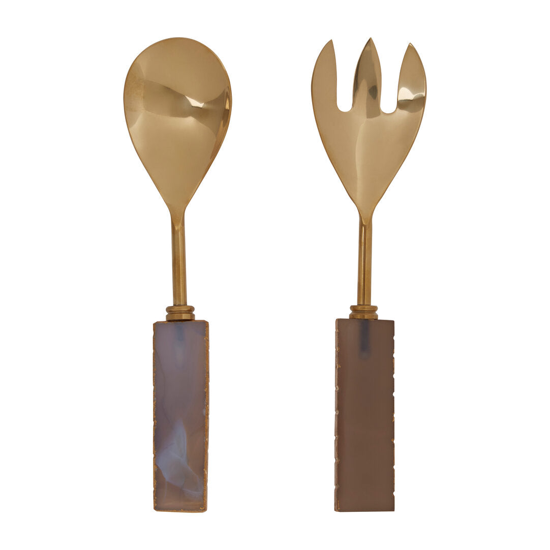 Vena Serving Set - Grey And Gold