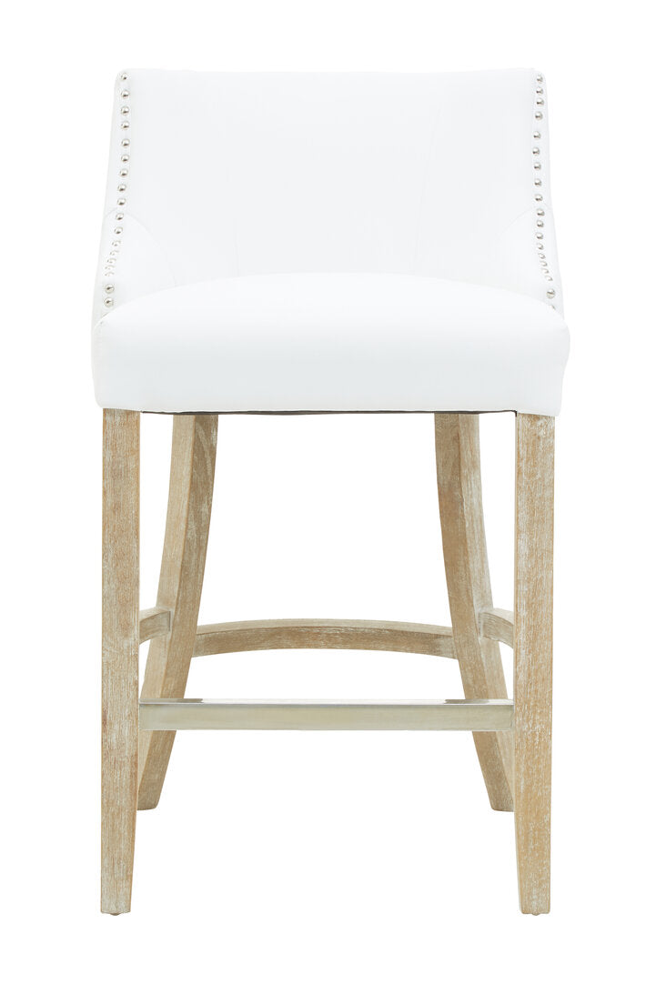 Velassi Studded Bar Chair - White