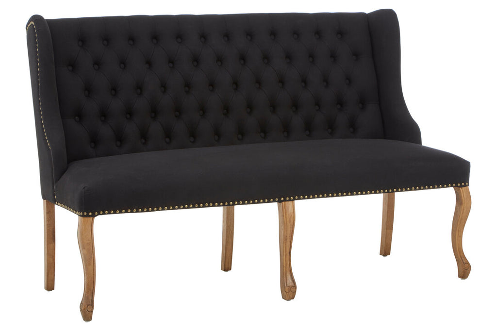 Edmund 2 Seat Bench Sofa - Black