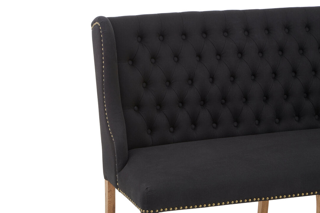 Edmund 2 Seat Bench Sofa - Black