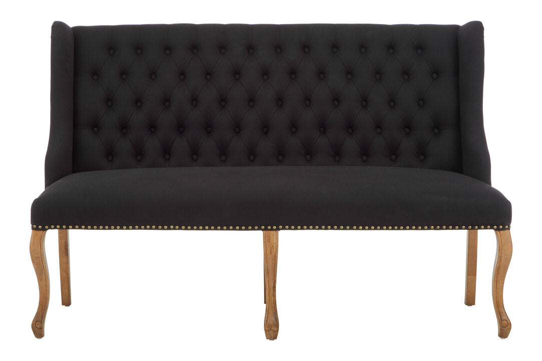 Edmund 2 Seat Bench Sofa - Black