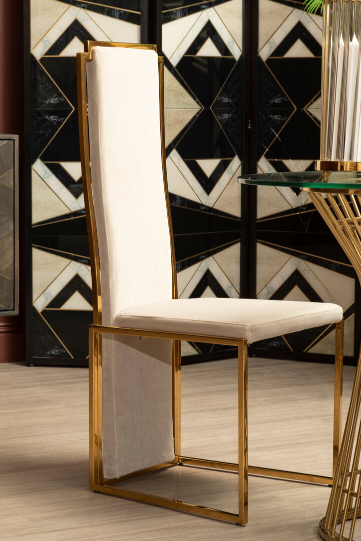 Port Dining Chair - Gold & Mink