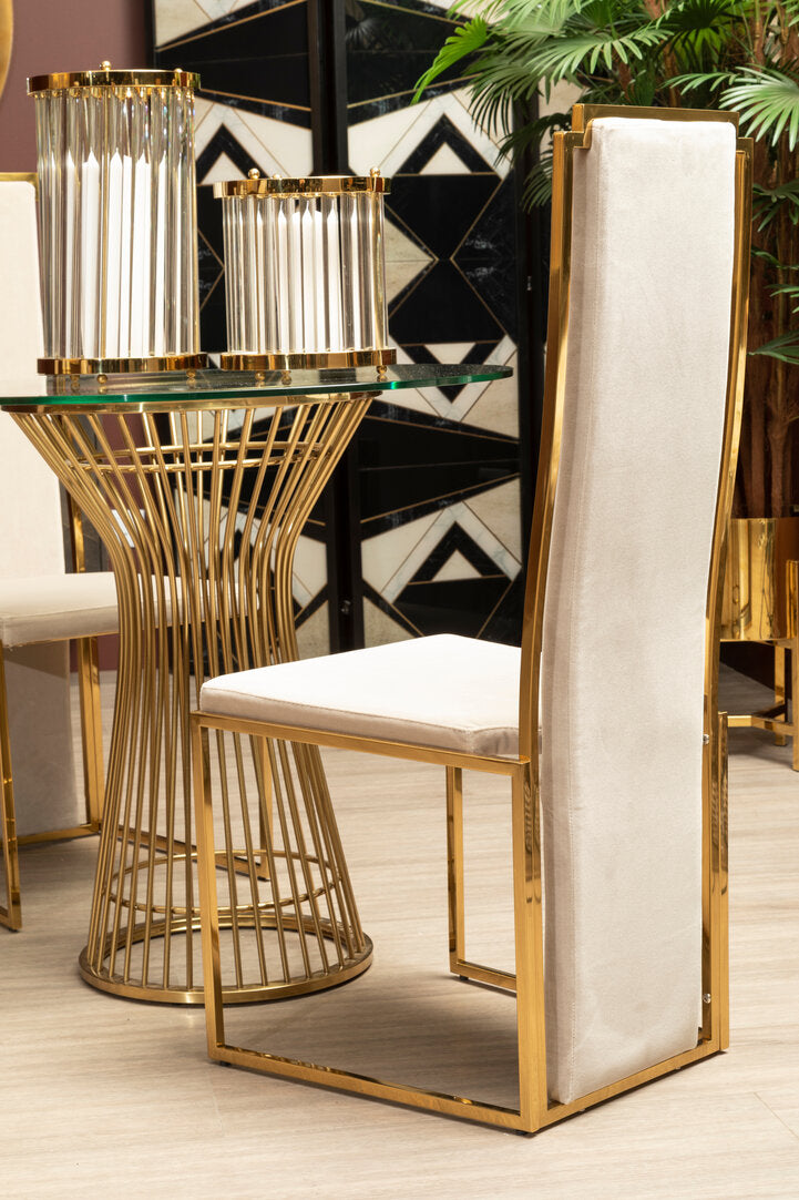 Port Dining Chair - Gold & Mink