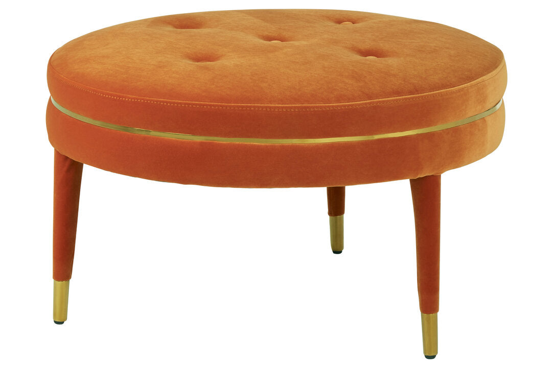 Gwyneth Velvet Footstool - Orange