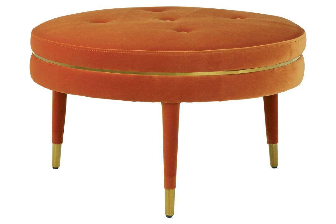 Gwyneth Velvet Footstool - Orange