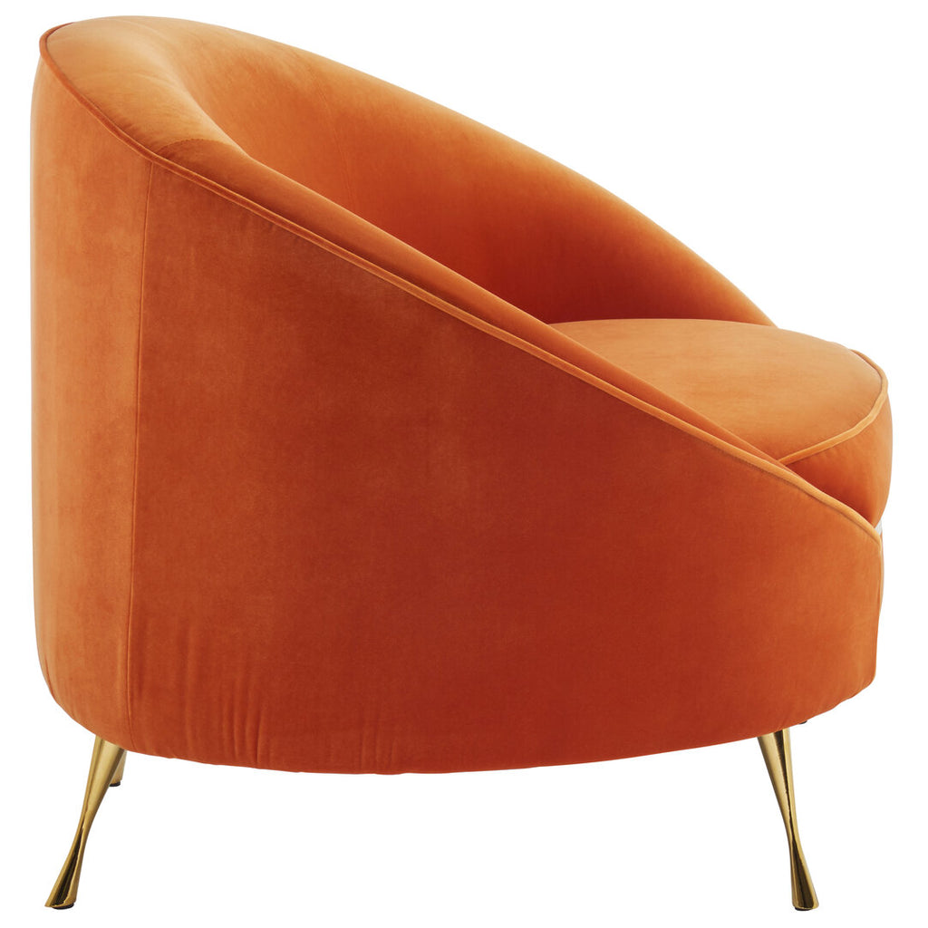 Orange chair with gold legs on a white background