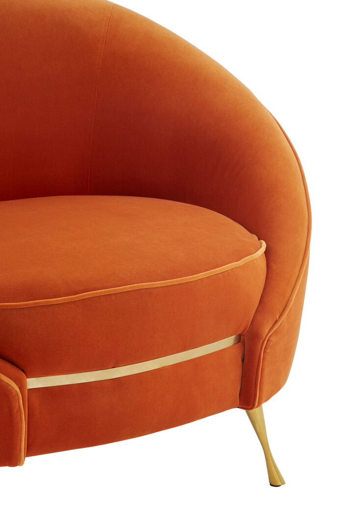 Orange chair with gold accents on a white background