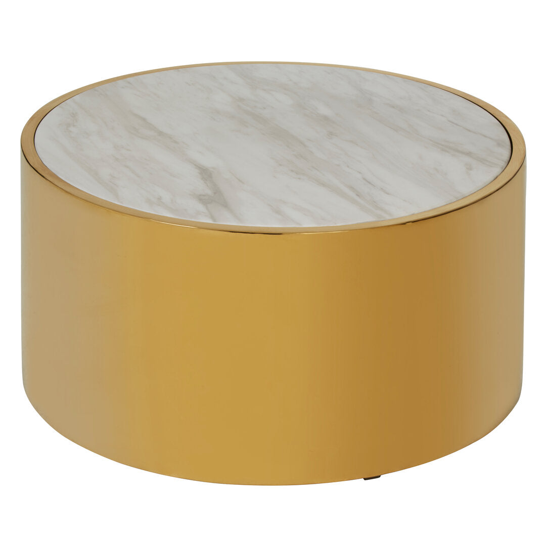 Caesar Round Coffee Table - Gold and Marble Effect