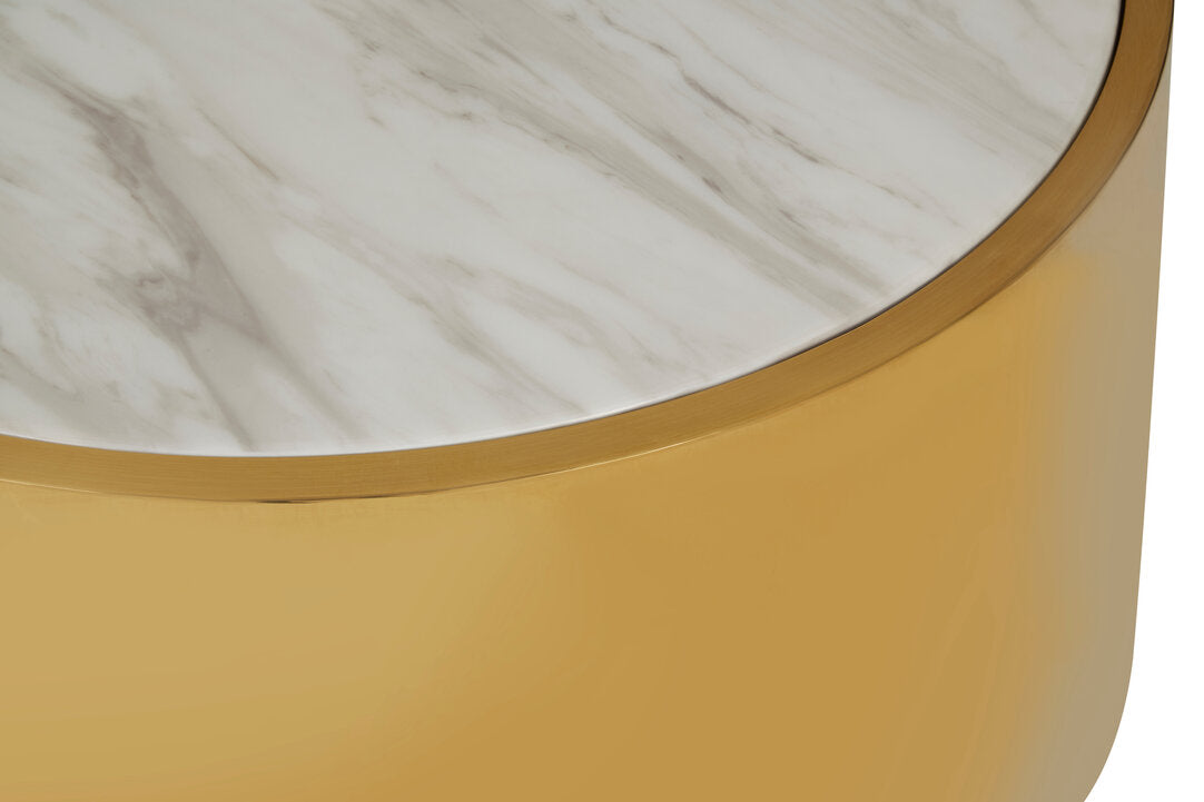 Caesar Round Coffee Table - Gold and Marble Effect
