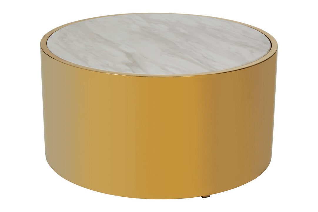 Caesar Round Coffee Table - Gold and Marble Effect