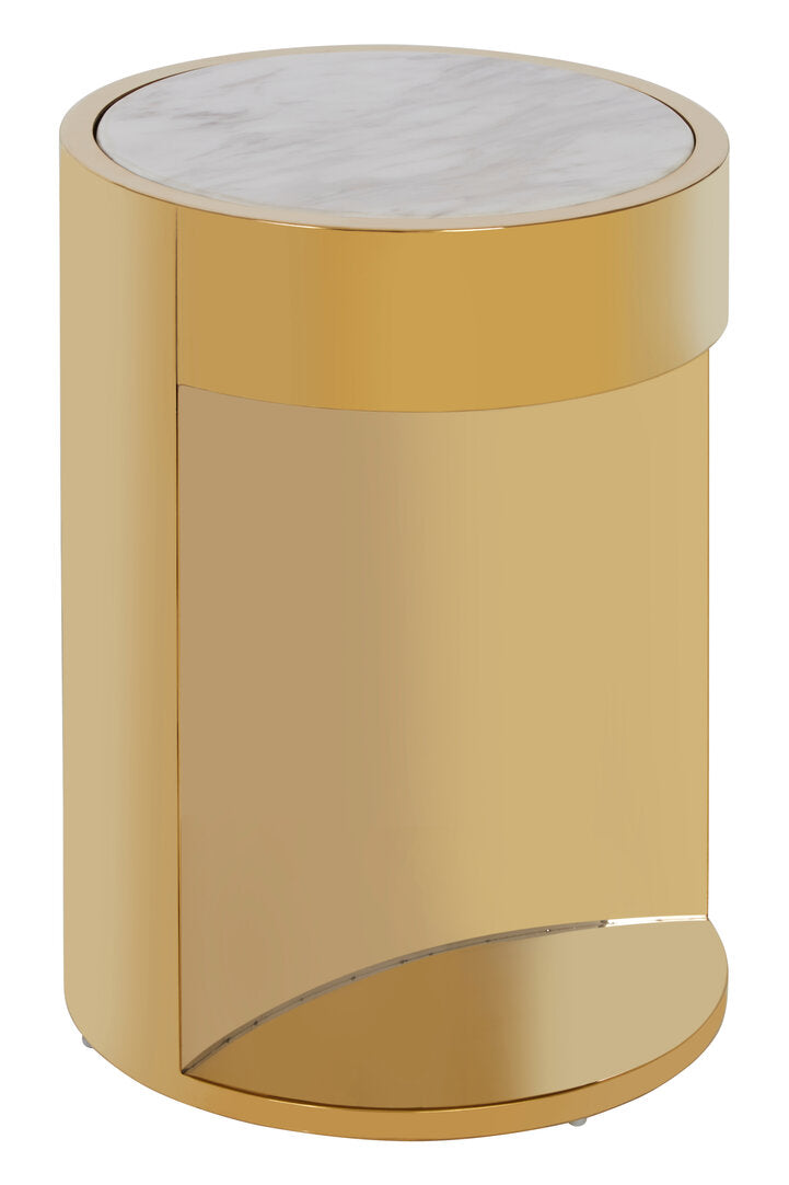 Caesar Round Side Table - Gold and Marble Effect