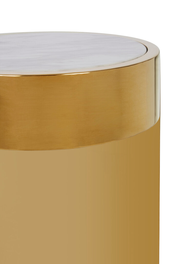 Caesar Round Side Table - Gold and Marble Effect