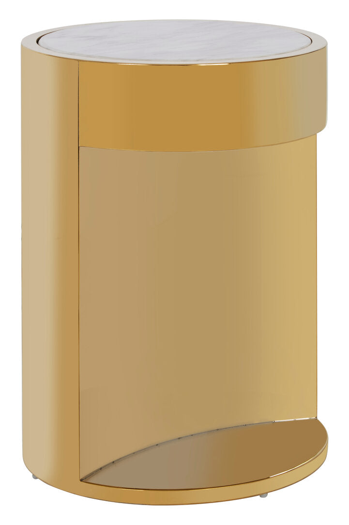 Caesar Round Side Table - Gold and Marble Effect
