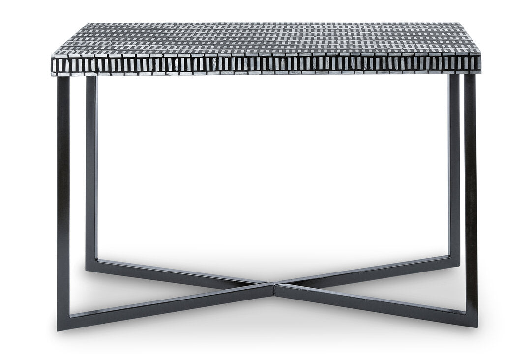 Sable Shell Inlay Console Table - Black & Ivory