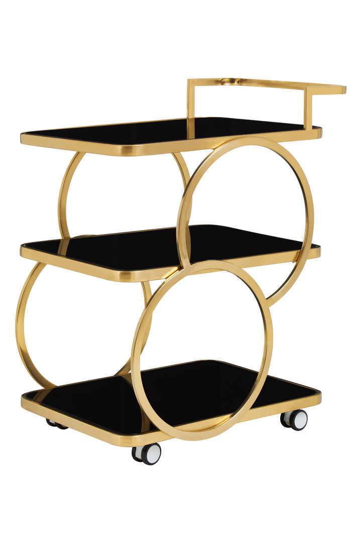 Amara Drinks Trolley - Gold & Black