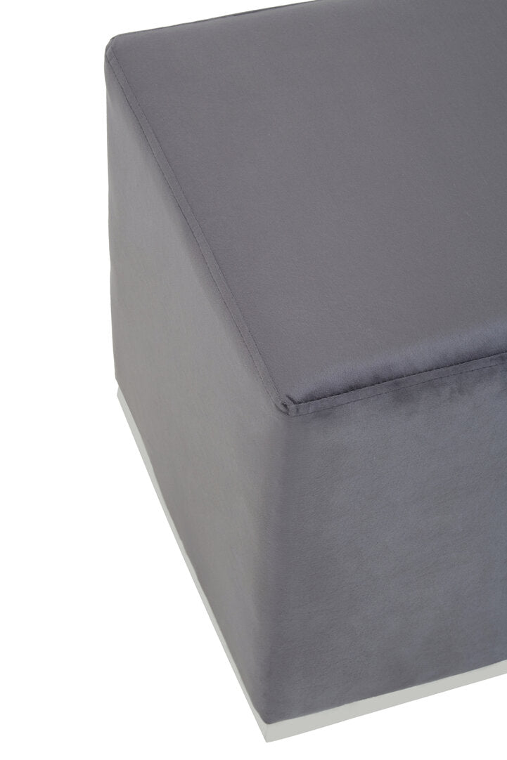 Holis Square Stool - Grey And Silver