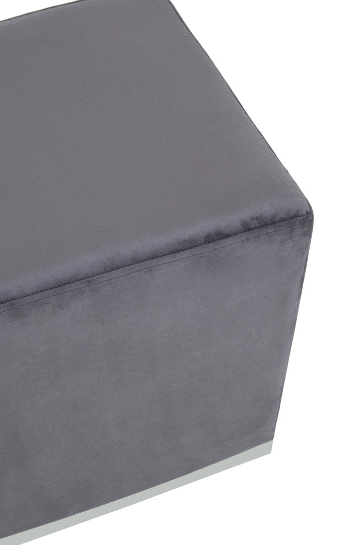Holis Square Stool - Grey And Silver