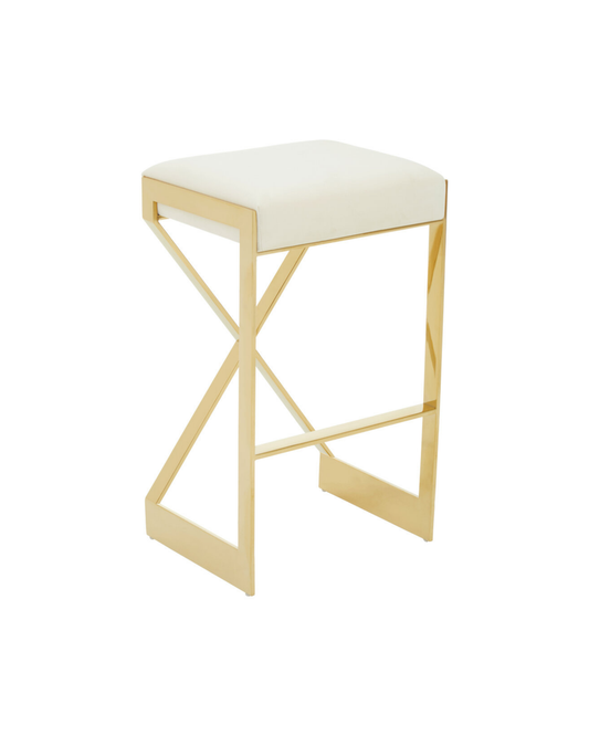 Senta Bar Stool - Gold & Ivory Velvet
