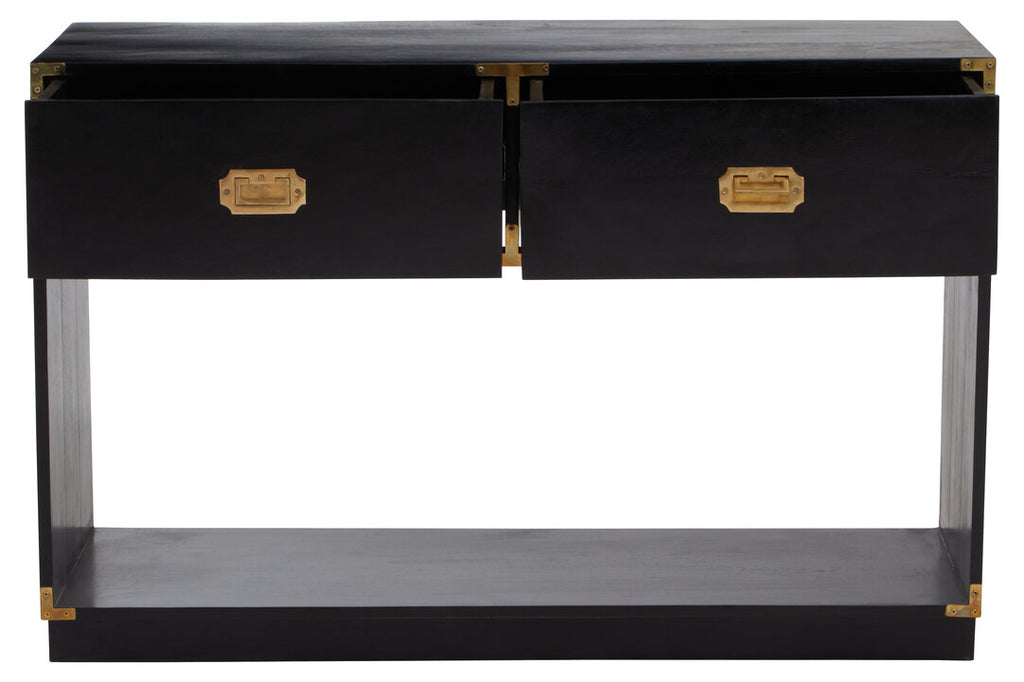 Holland Two Drawer Console Table - Black Mango Wood