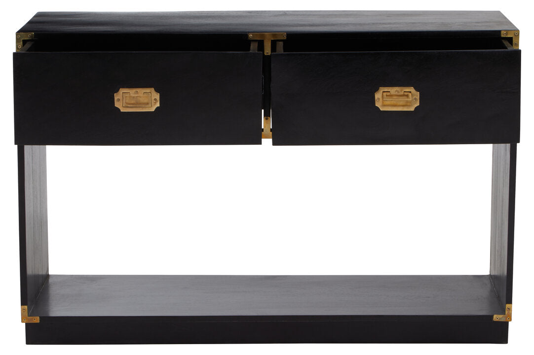 Holland Two Drawer Console Table - Black Mango Wood