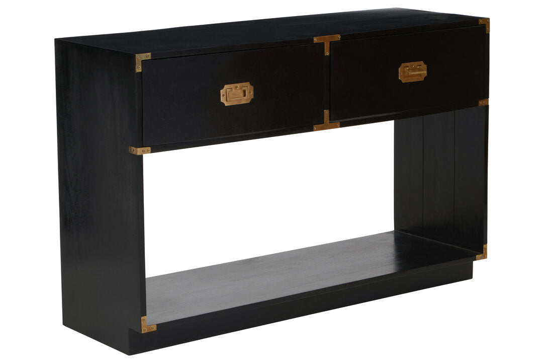 Holland Two Drawer Console Table - Black Mango Wood