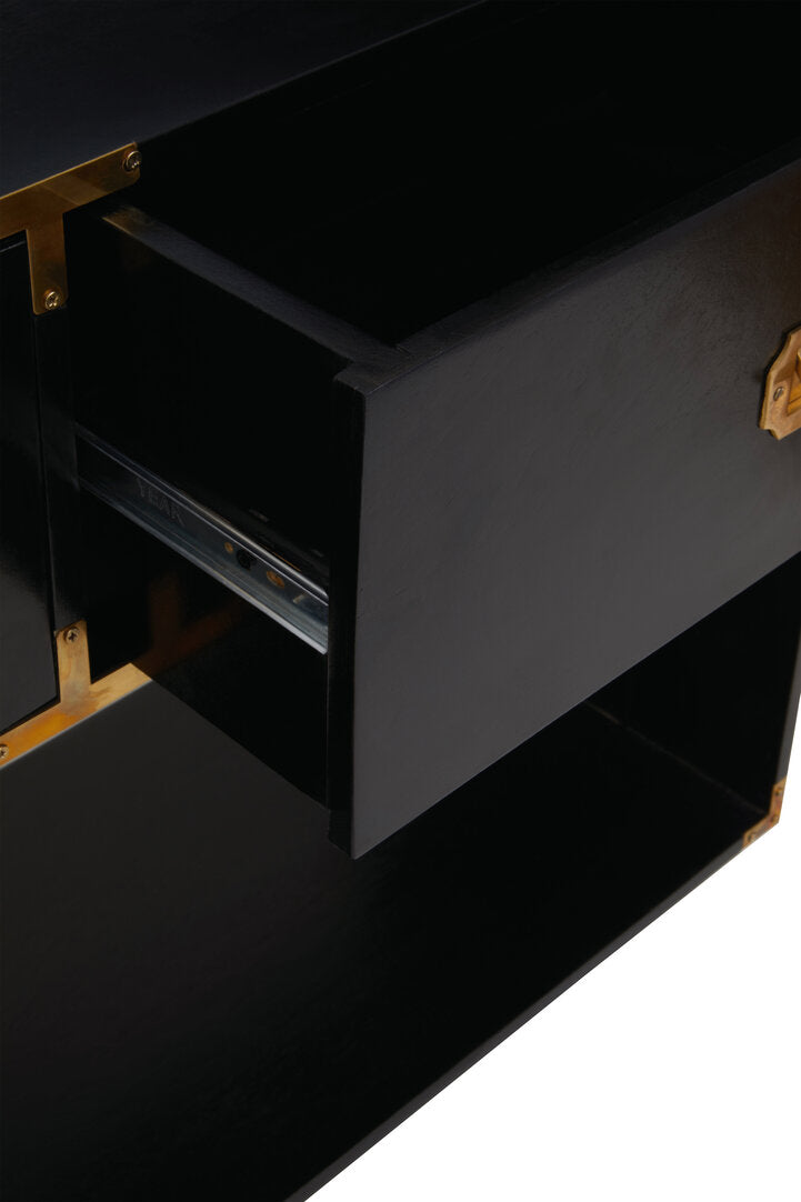 Holland Two Drawer Console Table - Black Mango Wood