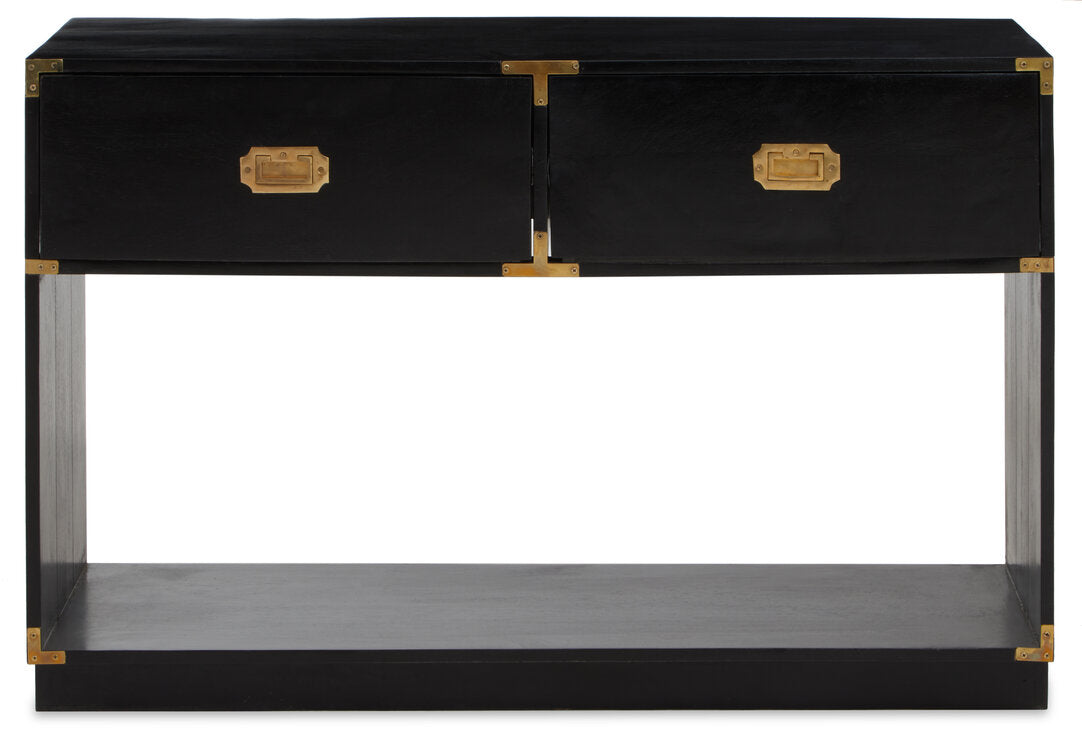 Holland Two Drawer Console Table - Black Mango Wood