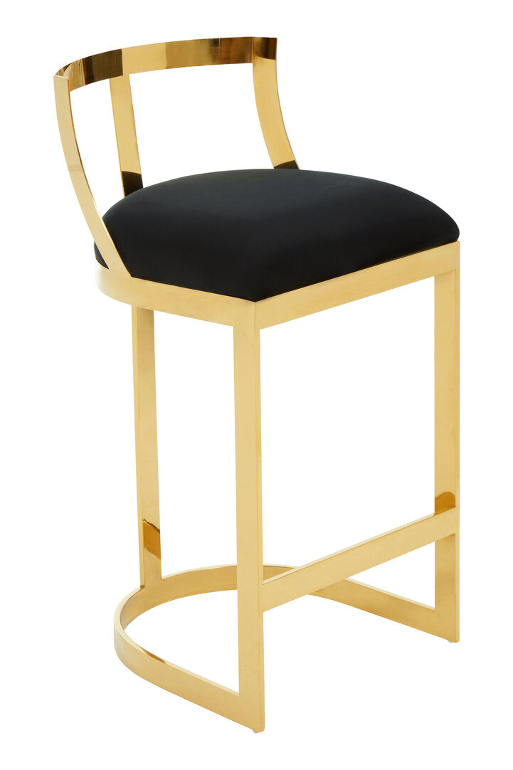 Senta Bar Chair - Gold & Black Velvet