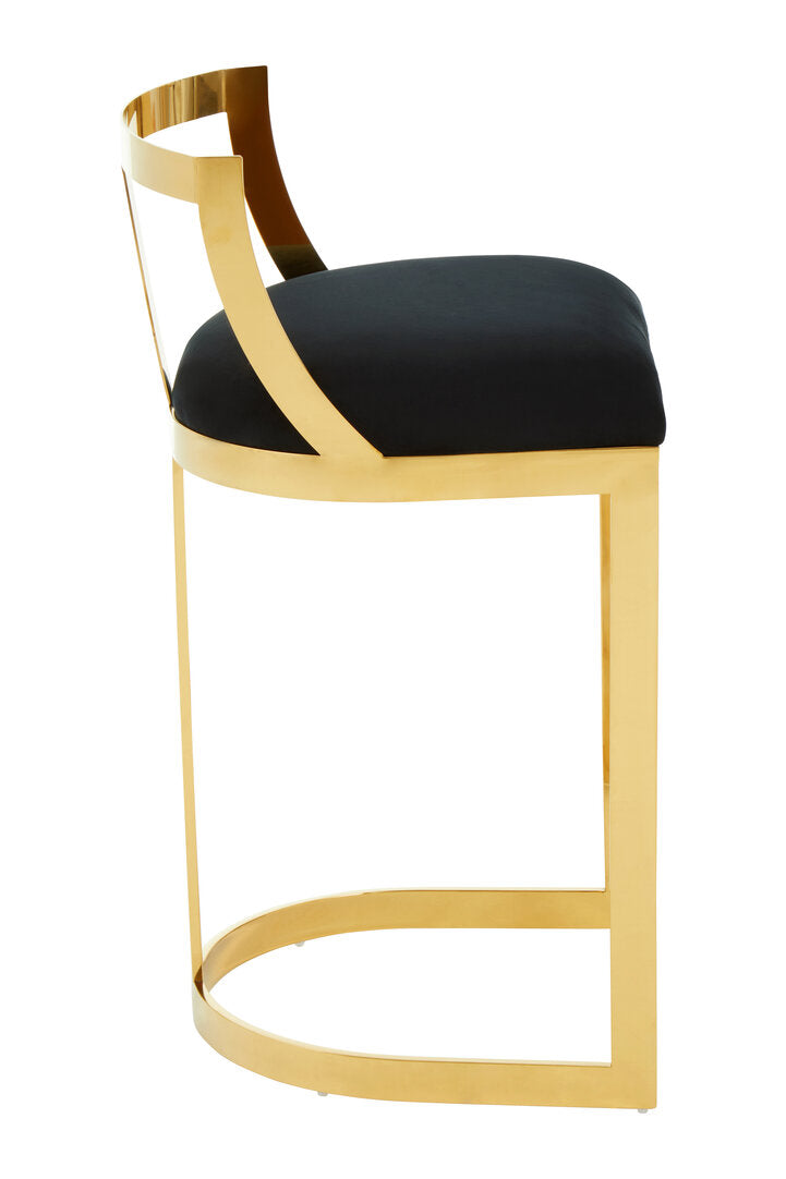 Senta Bar Chair - Gold & Black Velvet