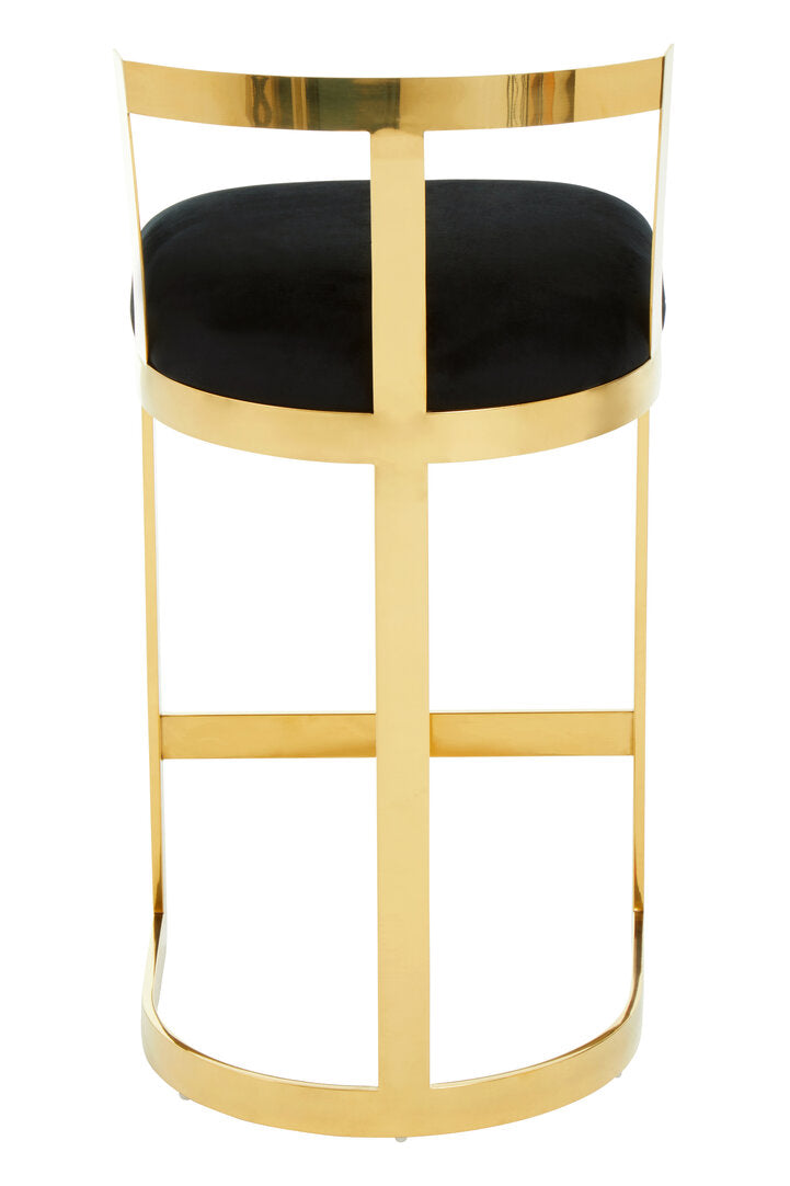 Senta Bar Chair - Gold & Black Velvet