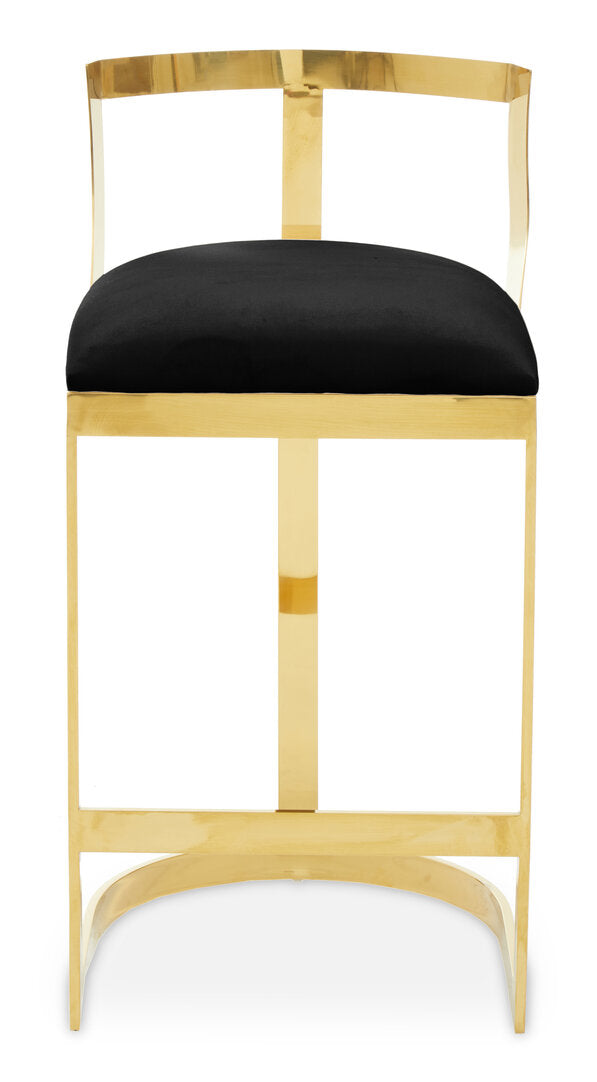 Senta Bar Chair - Gold & Black Velvet