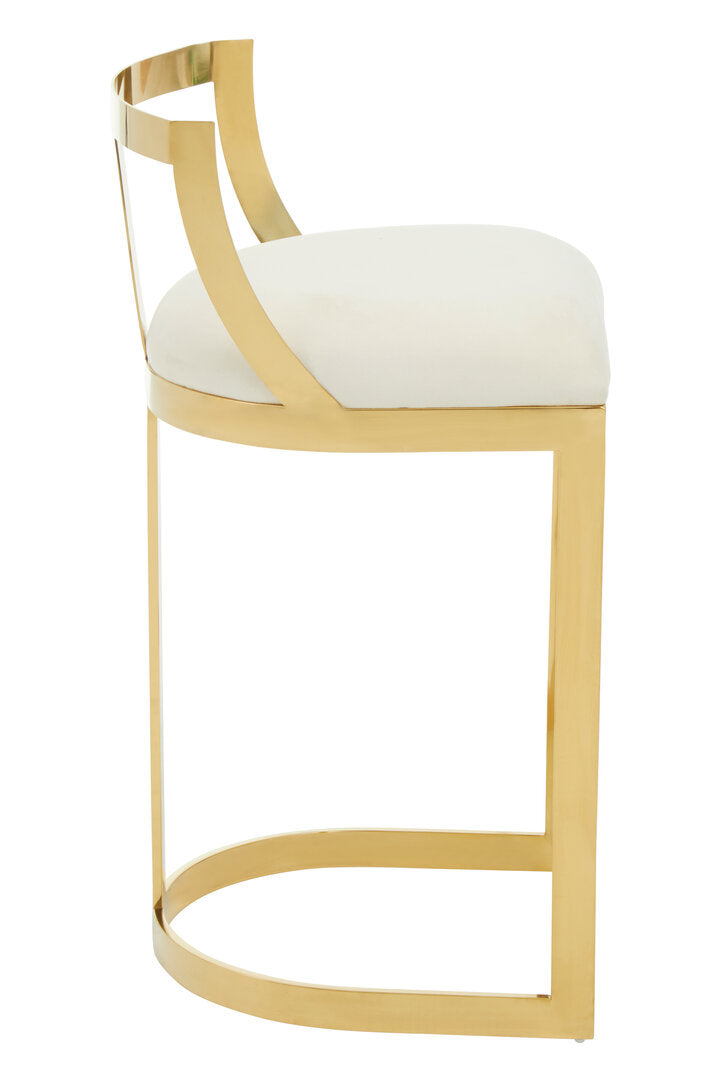 Senta Bar Chair - Gold & Ivory Velvet