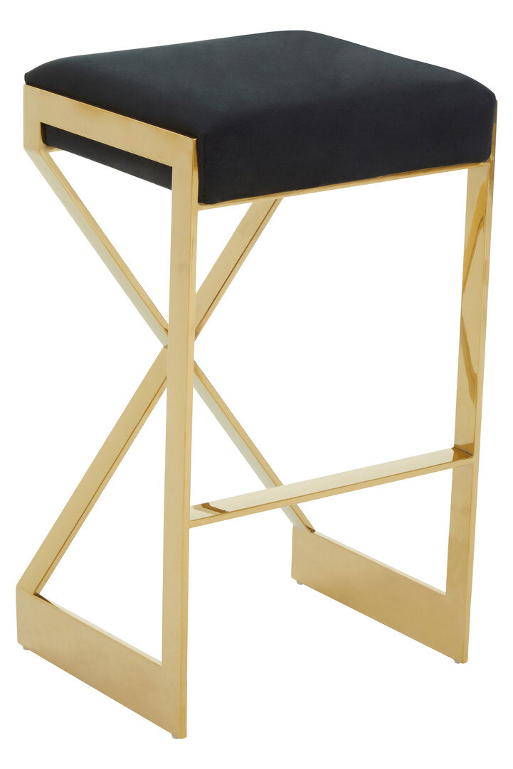 Senta Bar Stool - Gold & Black Velvet